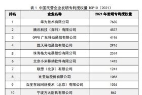 中国民企专利授权量2021年报告：中国民企专利授权量华为第一 ... ...